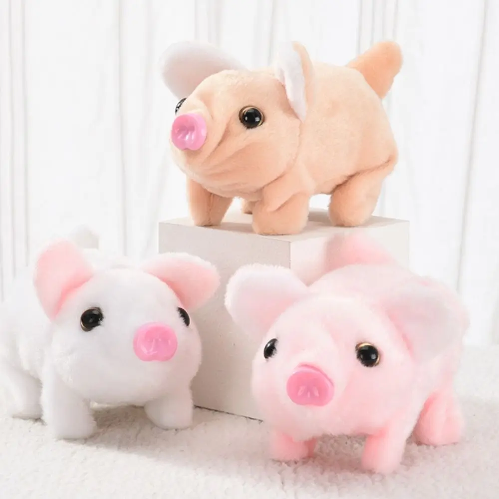 Electric Plush Toy With Sound Electric Simulation Pig White Can Walk Electronic Pig DIY Cute Walking Moving Pet Toys Kids Girls