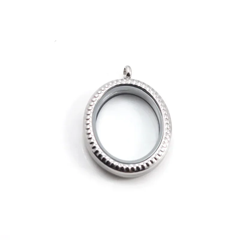 316L Stainless Steel Oval Magnetic Floating Locket Pendant Memory Glass Locket Pendant Charms for Necklace Jewelry DIY