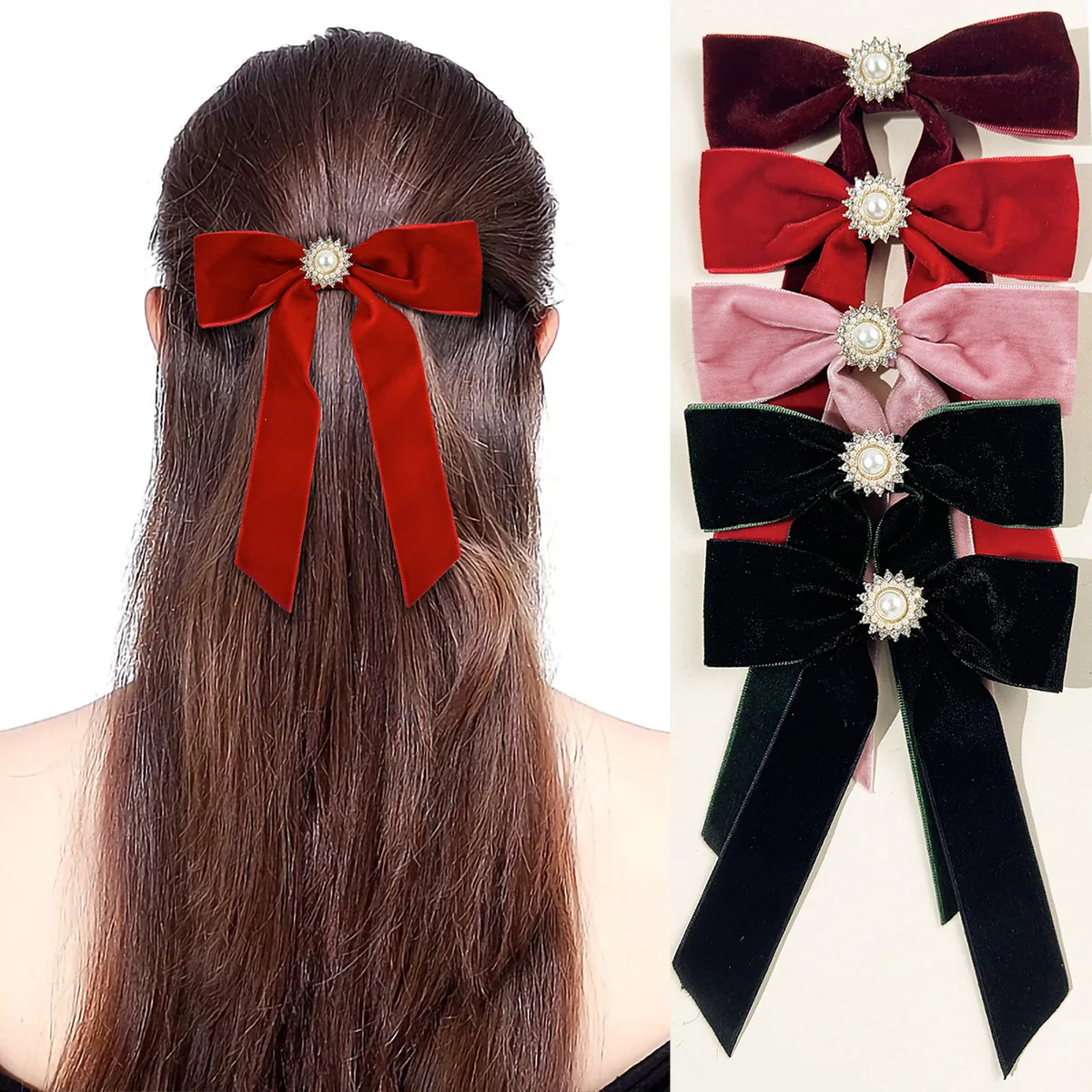 30pcs-velvet-long-bow-hair-clips-45-inch-with-rhinestone-long-tassel-barrettes-hairgrips-for-women-and-girls-hair-accessories