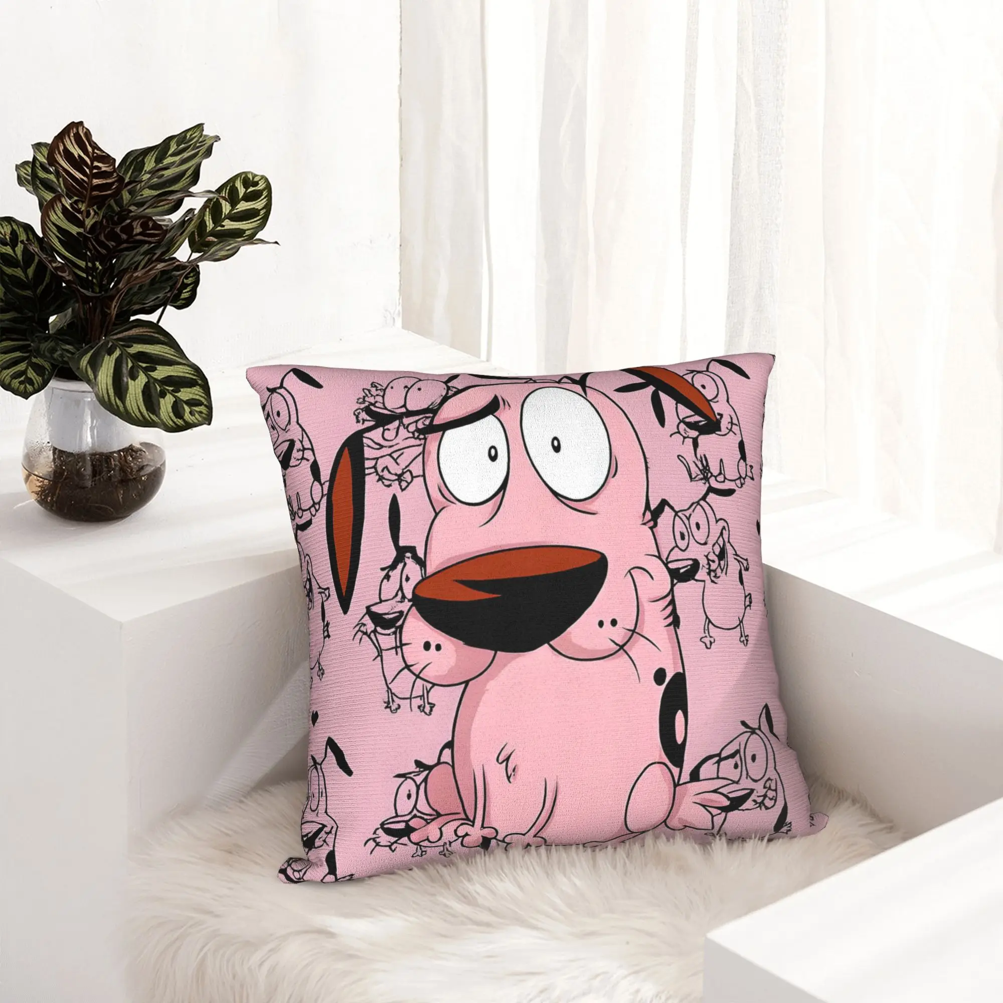Fashion Cute Cartoon Courage  Cushion Covers 40x40cm Velvet Dog Throw Pillow for Sofa Car Square Pillowcase Decoration