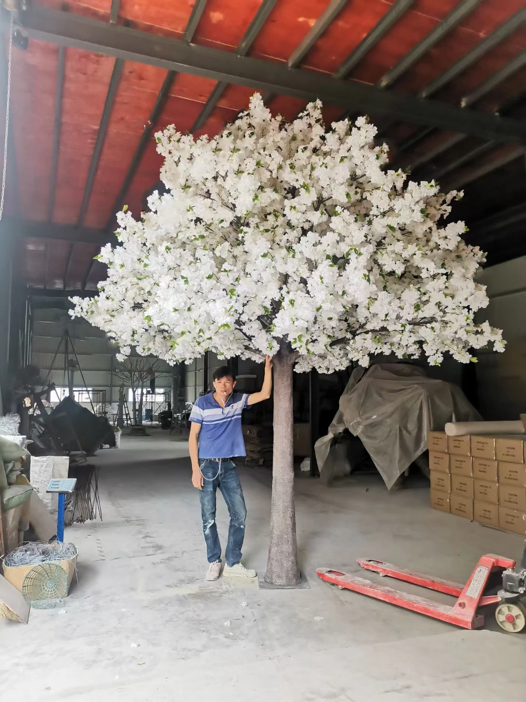 Indoor Outdoor Ornamental Tall Big Large Simulation Flower Tree Faux Plant Plastic Artificial Cherry Tree