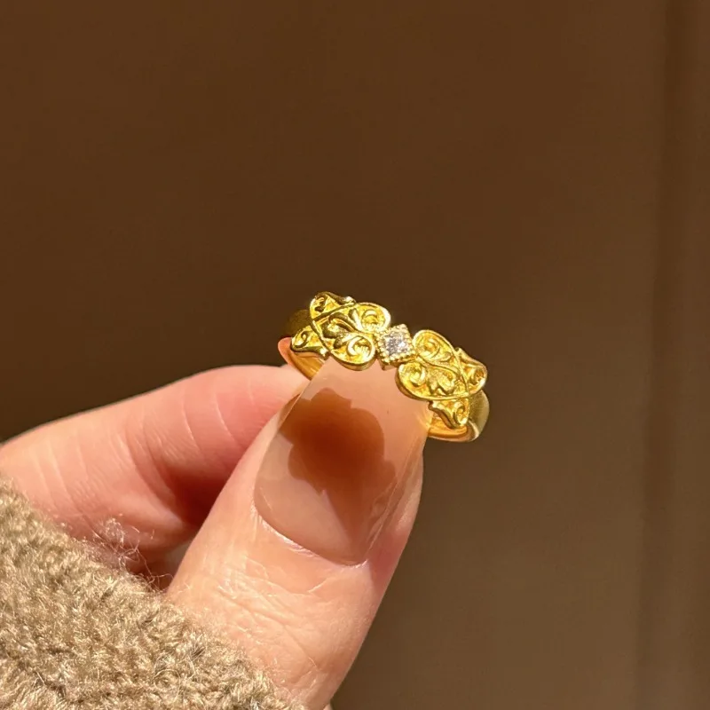 القرون الوسطى خمر الماس مجموعة الذهب القوس افتتاح حلقة الأزياء الخفيفة الفاخرة المتخصصة افتتاح حلقة قابلة للتعديل #3