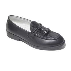 2023 Boys Shoes With Tassel Matte Black PU Leather Loafer Slip on Embossing Moccasins For Kids Boy Dress Shoe Italian Breathable