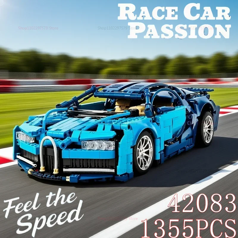 Blocs de construction techniques de ville 2025 1:14, modèle de voiture de course Hypercar, 1300 + pièces, véhicule à assembler, briques, jouet éducatif pour enfants