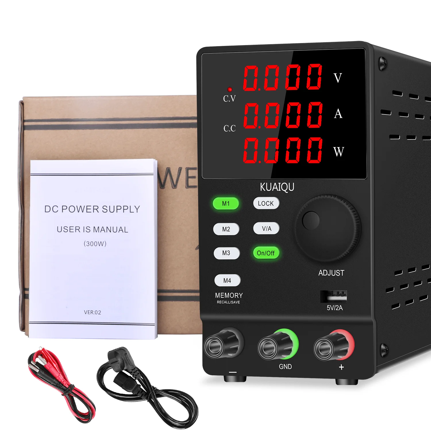 KUAIQU Bench DC Power Supply with 4 Memory Presets (M1-M4) for Quick Recall,30V 60V 120V Programmable DC Power Supply Adjustable