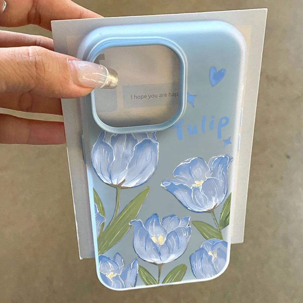 Für Samsung Galaxy S21 S26 S25 S24 S23 S22 Ultra Plus FE Hülle Blaue Tulpenblumen-Cover Für A37 A36 A54 A55 A56 Staubdichte Schutzhülle – Detail 3