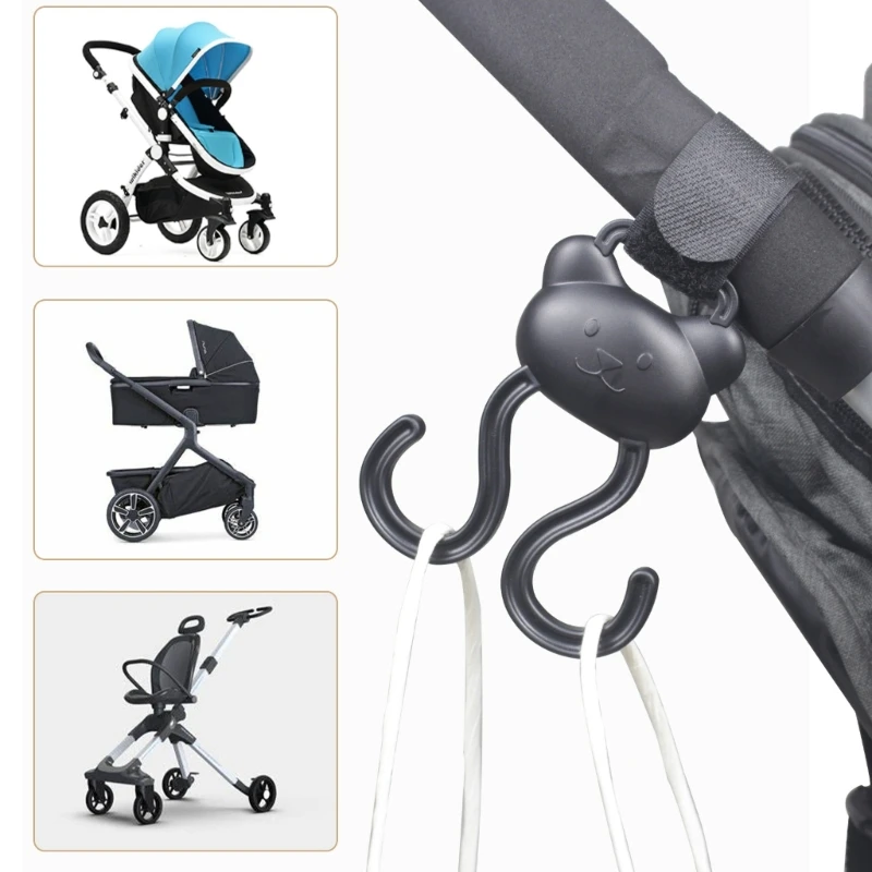 

1 PC Universal Adjustable Baby Stroller Hook Cartoon Cart Double Hooks Non-slip Super Load Bearing Pushchair Hanging Organizer