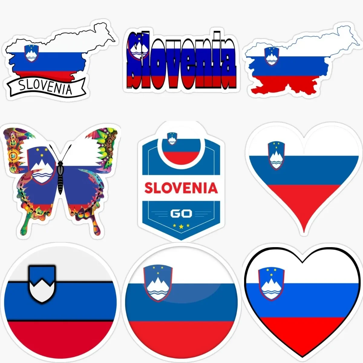

Slovenia Flag National Emblem Creative PVC Waterproof Stickers Accessories for Decorate Car Wall Room Van Fridge Table Off-road