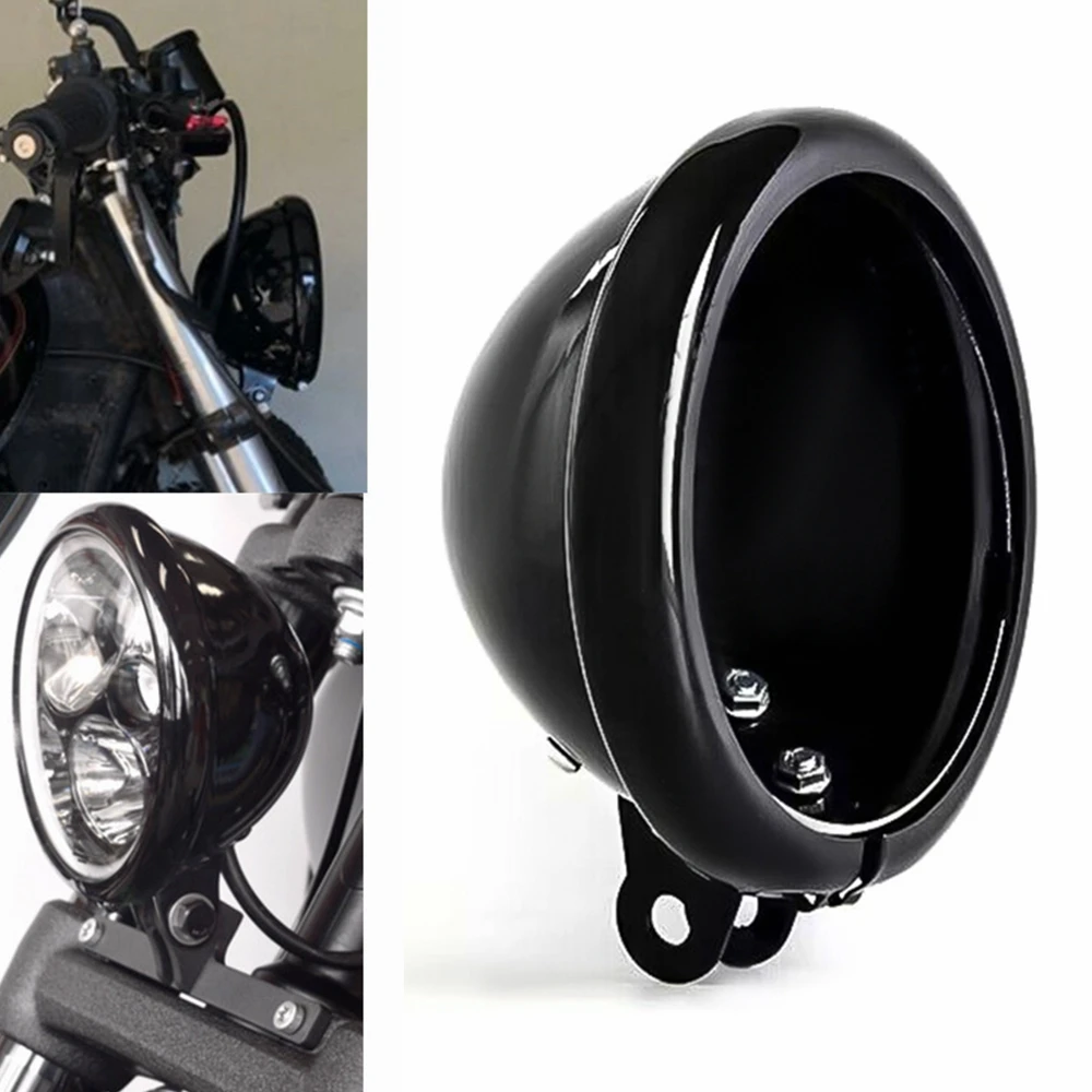 

Universal Steel 5.75 inch LED Headlight Bucket For Harley Dyna FXD Sportster XL1200 XL833 Custom Moto 5-3/4" Headlamp Housing