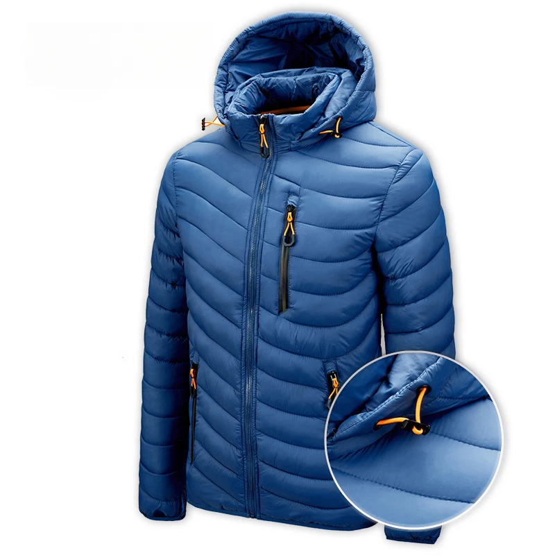 سترة شتوية للرجال خفيفة الوزن مقاومة للرياح مقاس 6XL، سترات مبطنة للرجال مع غطاء رأس قابل للفصل، معطف كاجوال كبير الحجم للرجال