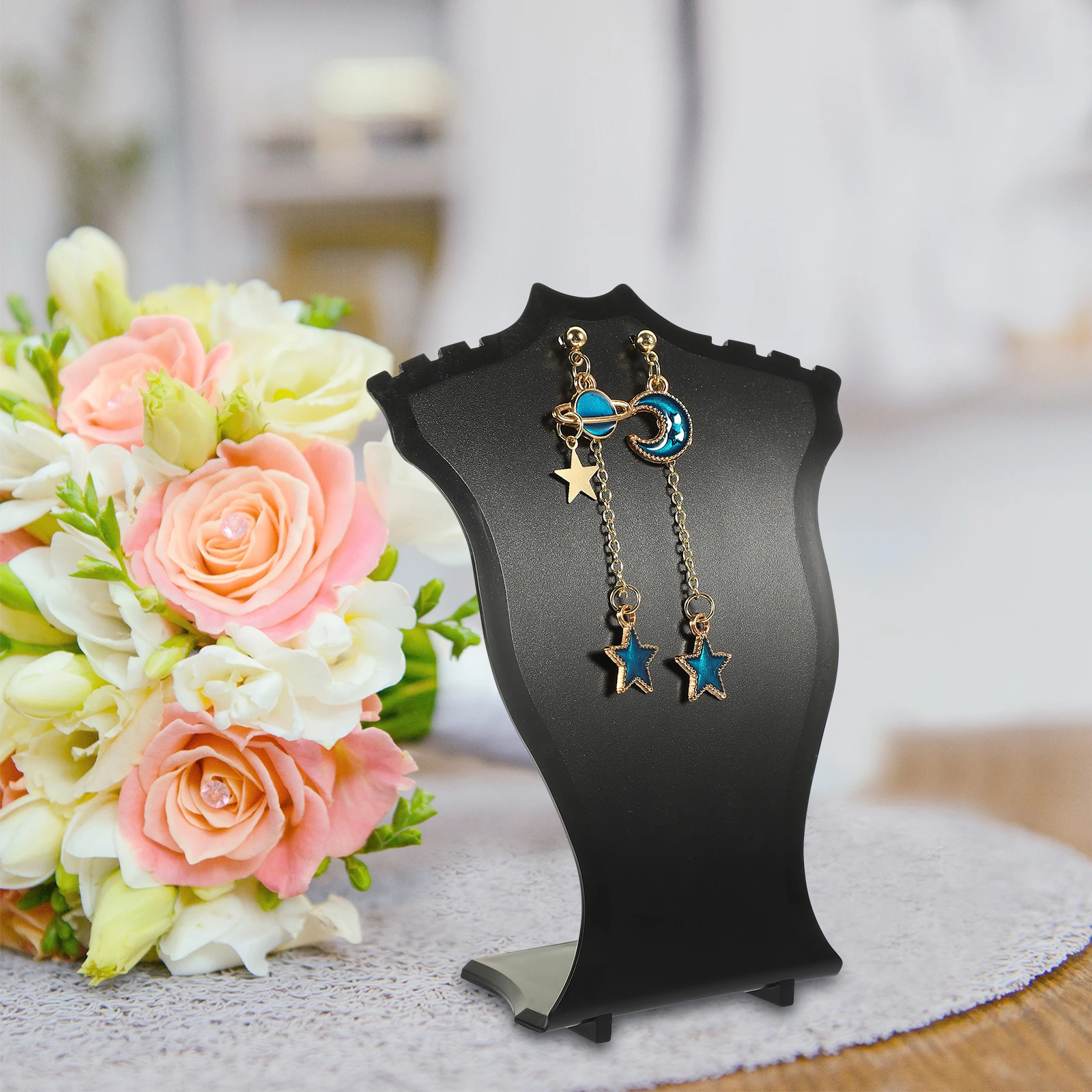 

6 Pcs Large Jewelry Bust Necklace Earring Display St ganizer ABS Material Storage Rack for Home Office Retail Store