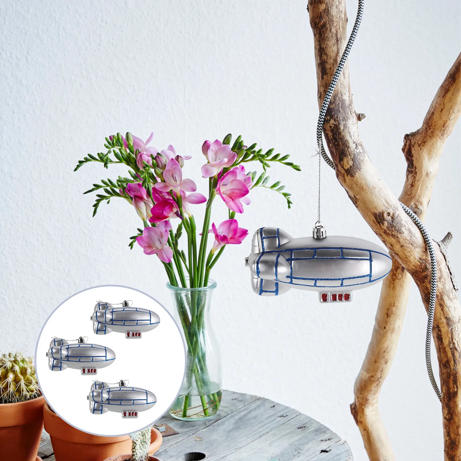 Space Theme Hanging Decorations Set – 2pcs Solar System & Rocket for Christmas Tree, Birthday, Party Favors