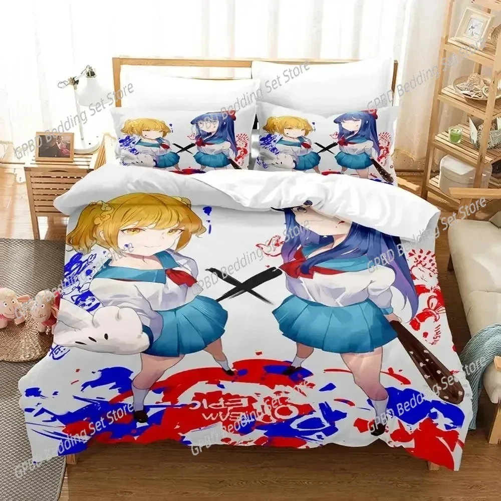 Anime Pop Team Epic Poputepipikku Comfortable Duvet Quilt Cover Pillowcase Bedding Set Children Bedroom Decoration Home Textile