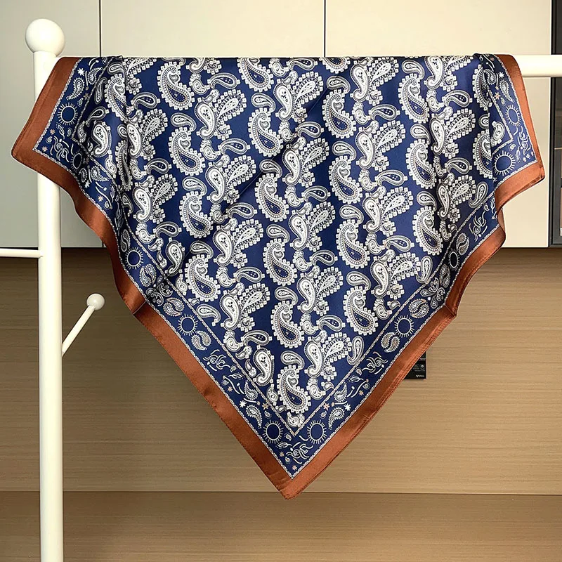 

Square 100% Silk Scarf Neckerchief Soft Smooth Paisley Printed Silk Head Scarves Hijab for Hair Wrapping 65x65CM