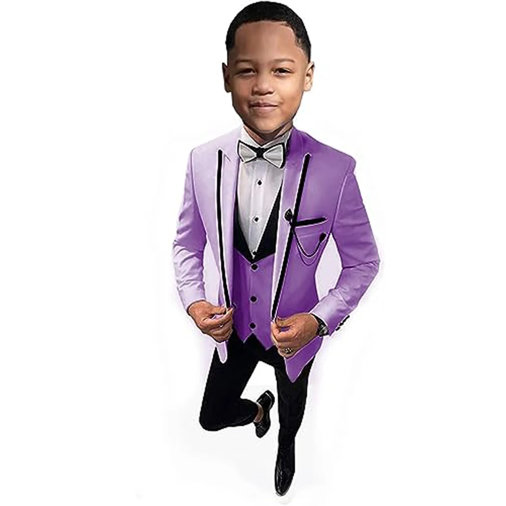 

Suit For Boys Wedding Jacket Vest Pants 3 Pieces Splicing Peak Lapel Slim Fit Child Clothes Fashion Party Tuxedo Indian Style