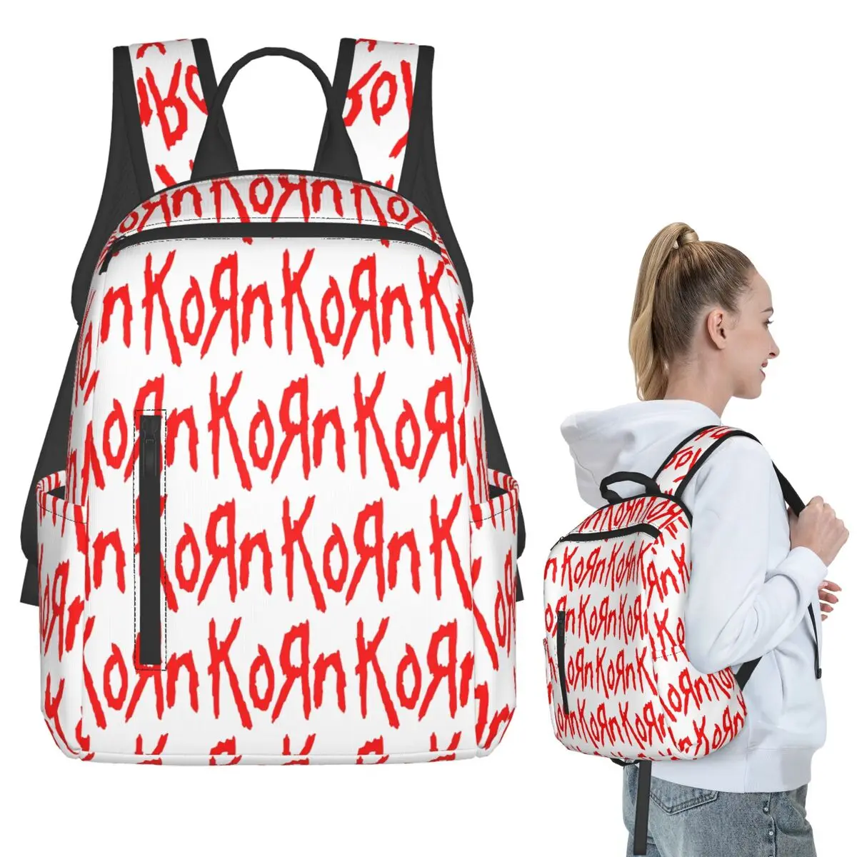 

Music Rock Korn Band Backpack Student BookBag Children School Bag Computer Shoulder Bags Boys Girls