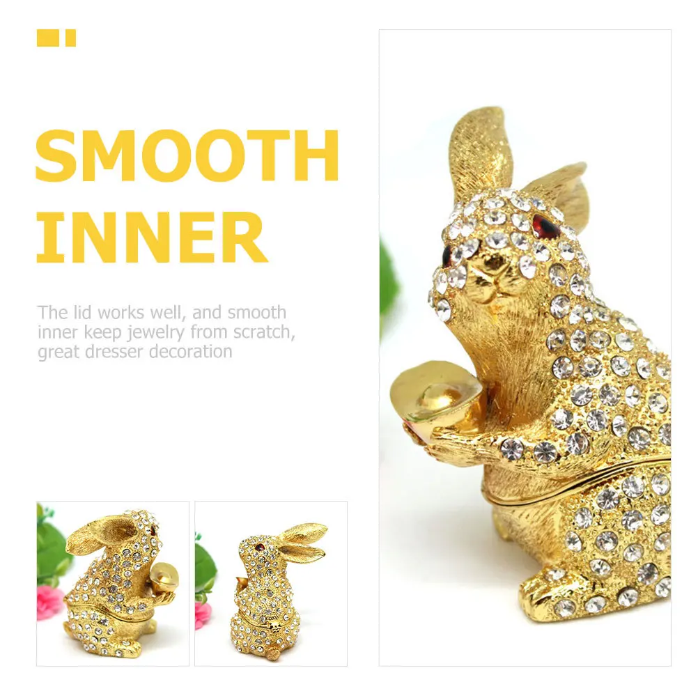 Alloy Jewelry Box Exquisite Rabbit Shaped Storage Organizer Earrings Container Valentine Gift Ring Mini Box Earrings Container