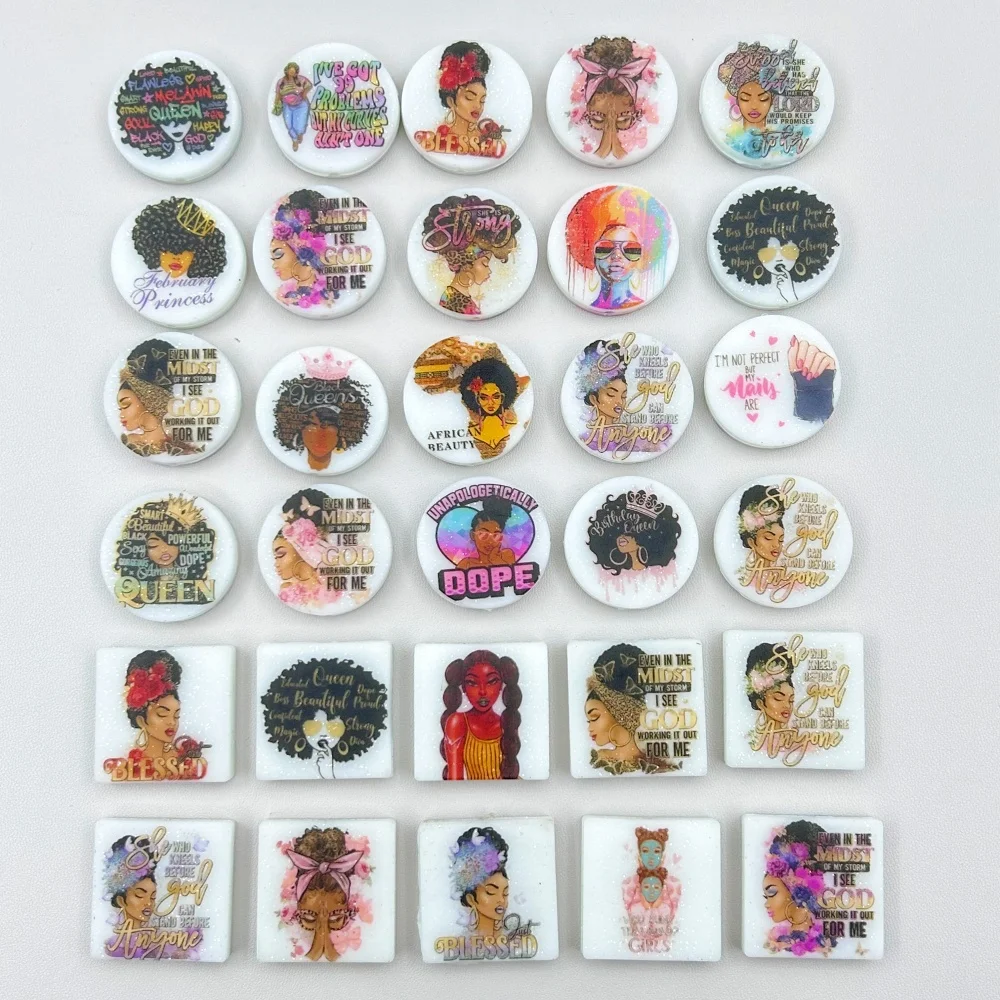 

10PC Luminous Silicone Circular image Series Bead Teethe Baby DIY String Pen Bead Nipple Chains Jewelry Accessories Focal Beads