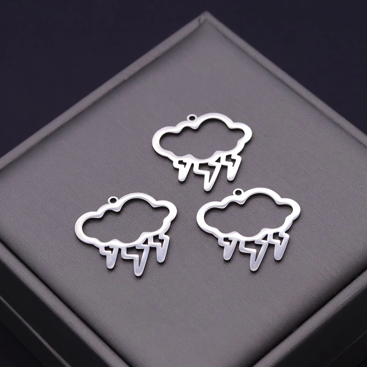 3pcs Stainless Steel Cloud Lightning Charms Weather Pendant DIY Jewelry Making Supplies Trendy Earrings Necklace Handmade Craft