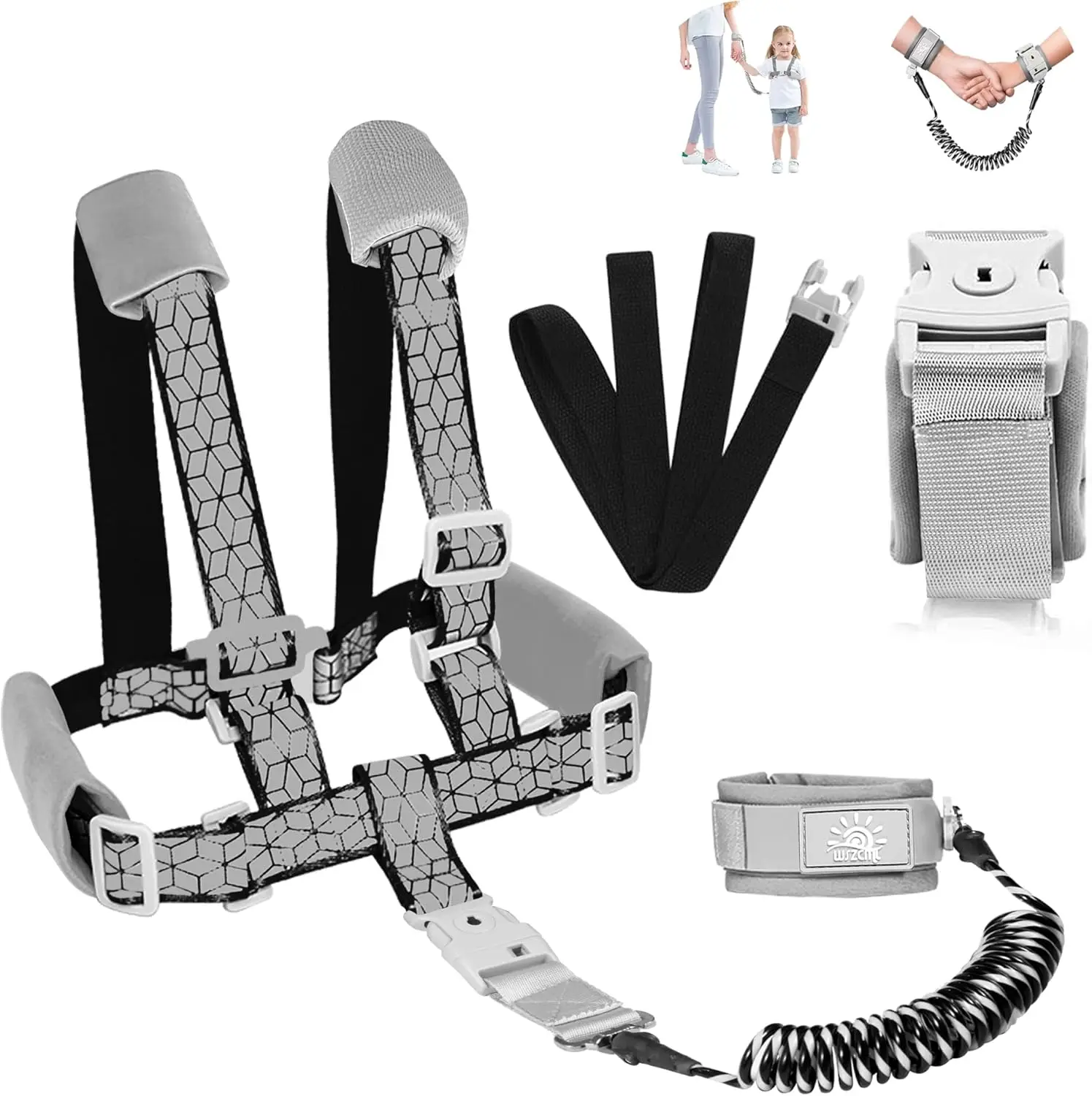 

Toddler Leash with Reflective Strip, 6.5ft Safety Harness for Kids, Adjustable Shoulder Straps, Breathable Cotton Wristband