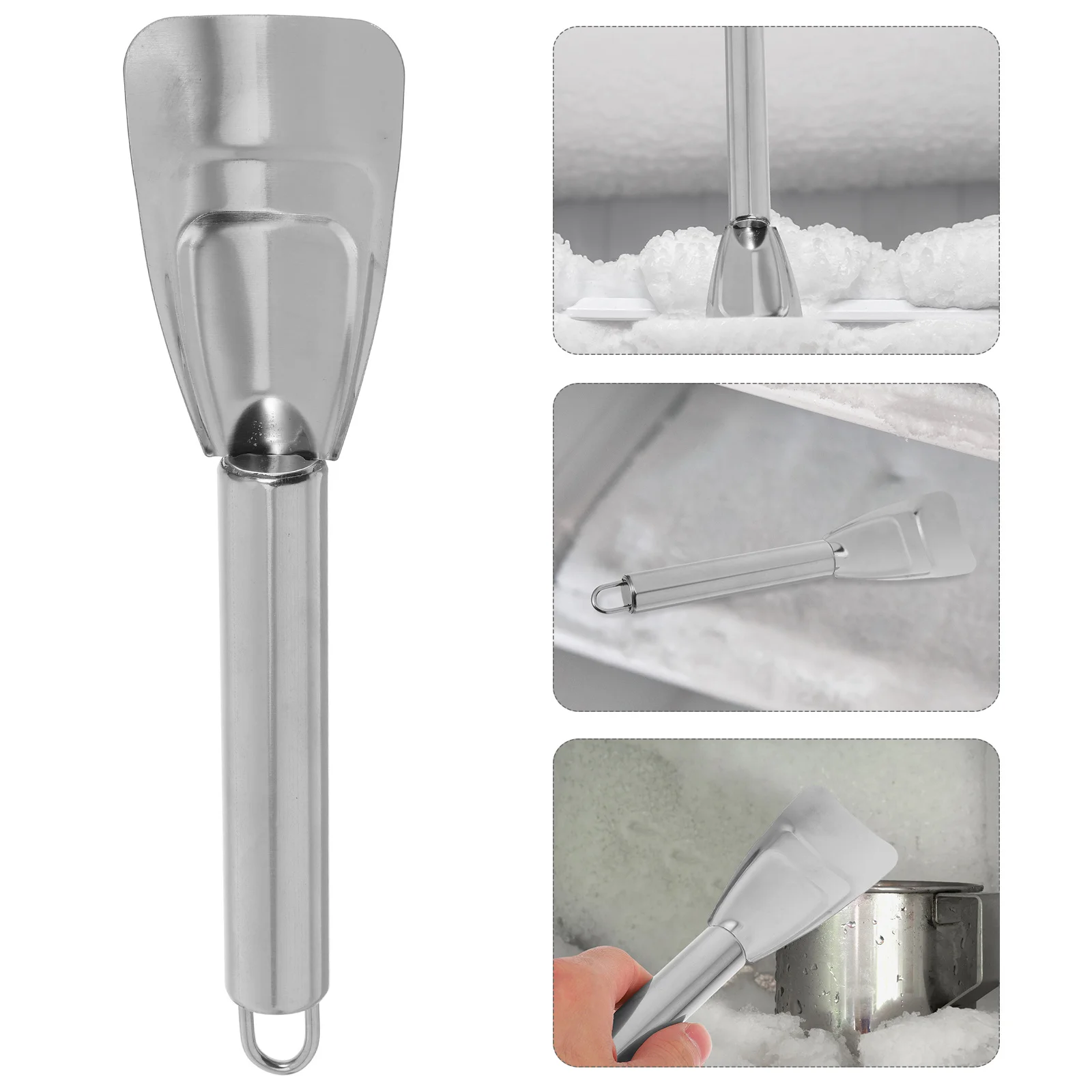 

Refrigerator Ice Scraper Household Thickened Heavy Duty Frost Remover Kitchen Cleaning Shovel Silver Freezer Deicing Tool