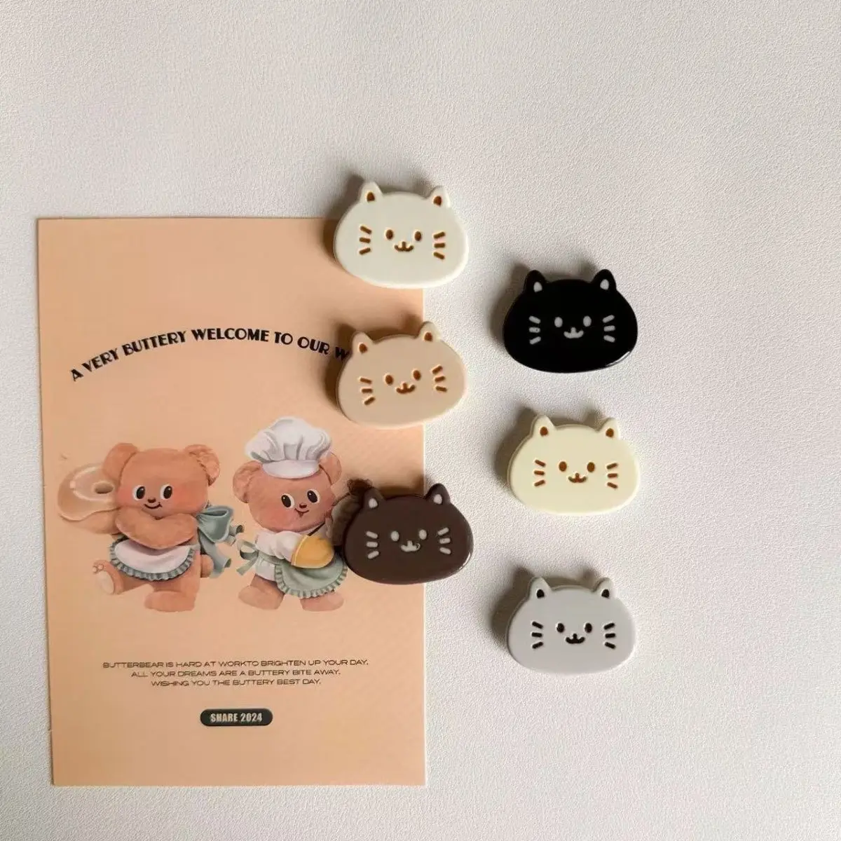 6PCS Cute Cat Head Refrigerator Magnets Cartoon Cat Fridge Magnets Decorative Magnet Set for Kitchen Office Whiteboard Decor