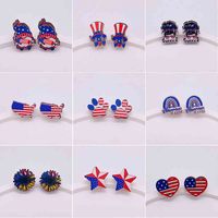 Independence Day Earrings 4th of July American Flag Earrings for Women Star Heart Ice Cream Hat Stud Patriotic Jewelry Gift