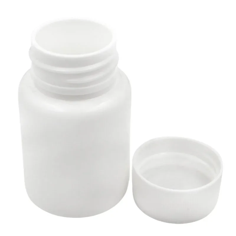 50PCS 15ml-100ml Plastic Reagent Packing Refillable Bottles HDPE White Empty Seal Containers Medicine Pill Solid Powder Vials