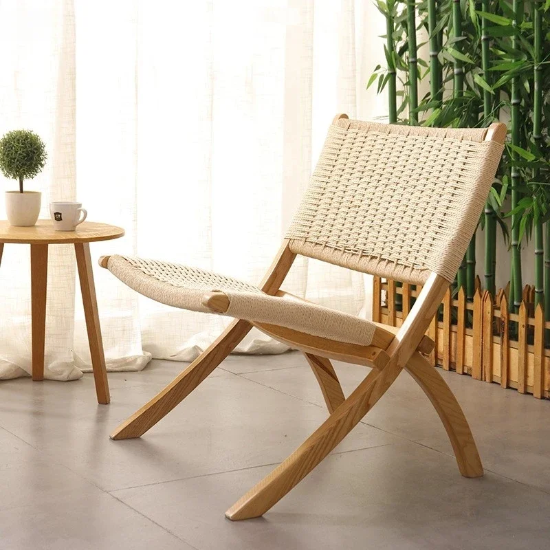 For Skandi navis cher Eschenholz Strandkorb Solid Wood Seils tuhl Sattel leder Net rot Klappstuhl Balkon Outdoor Leisure Seils