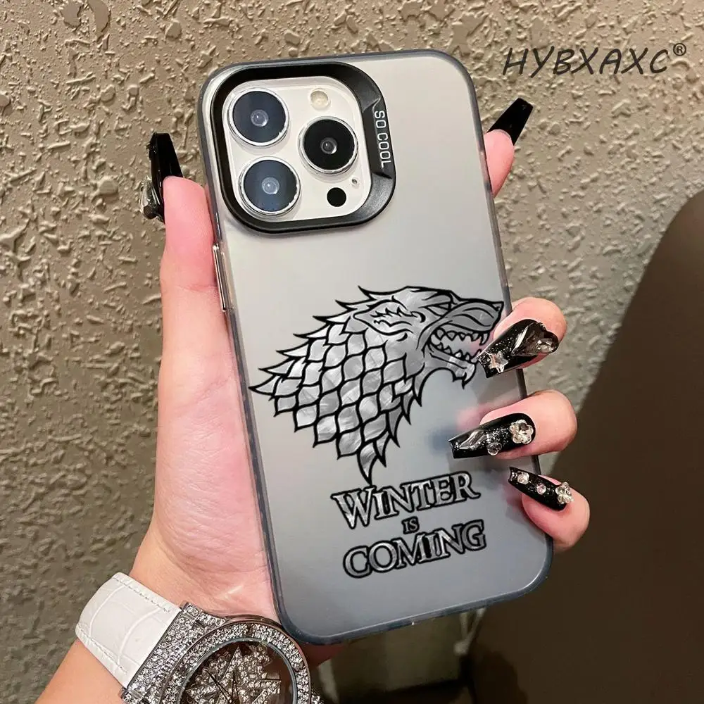 T-Thrones Game cool logo pattern Phone Case For iPhone 16 16e 15 14 13 12 11 Plus Mini Pro Max Silver Shockproof Cover HYBXAXC