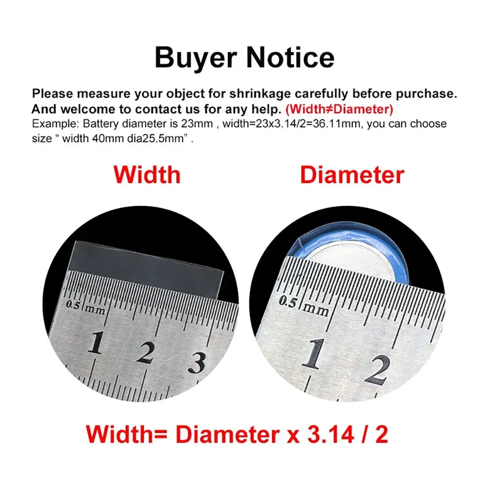 1Meter/Pack Durable Li-ion Wrap Heat Shrink Tube 18650 Battery Pack PVC Shrinkable Film Multi Sizes 70-200mm Width Tape Sleeves