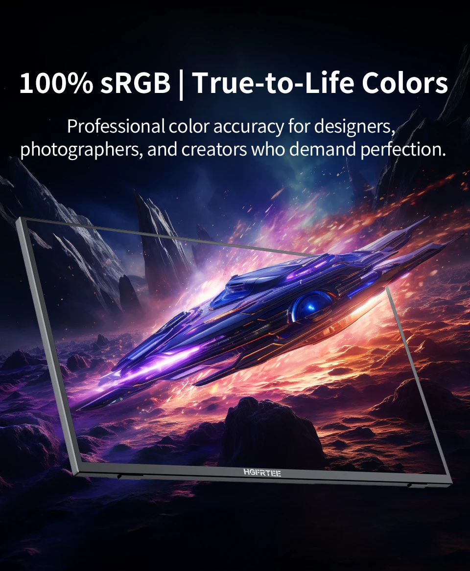 HGFRTEE Tragbarer Monitor 21,5 Zoll 100 Hz FHD Tragbarer Gaming-Monitor mit VESA-Loch USB C Mini HDMI Sekundenbildschirm für Unternehmen – Detail 3