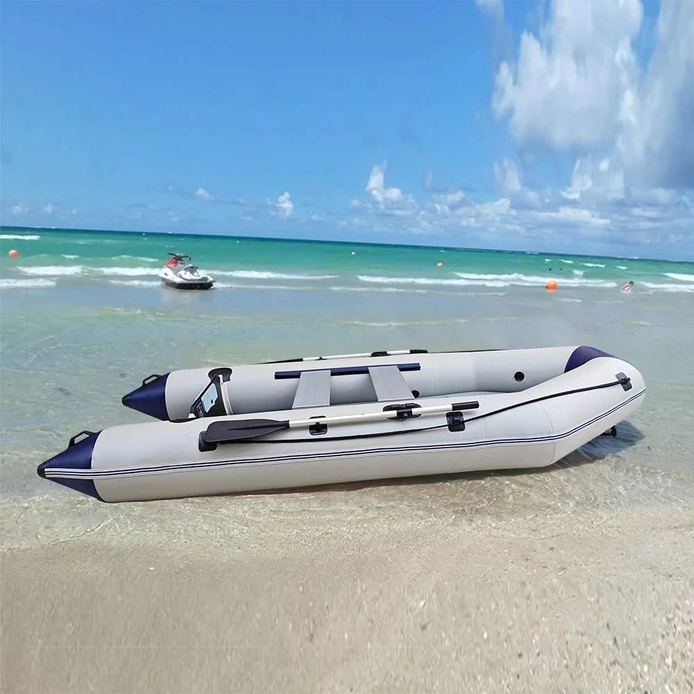 

3.3M Inflatable Fishing Boat Float Tube Belly Assault Kayak Transom Rescue Speed Dinghy with Air Mat Floor