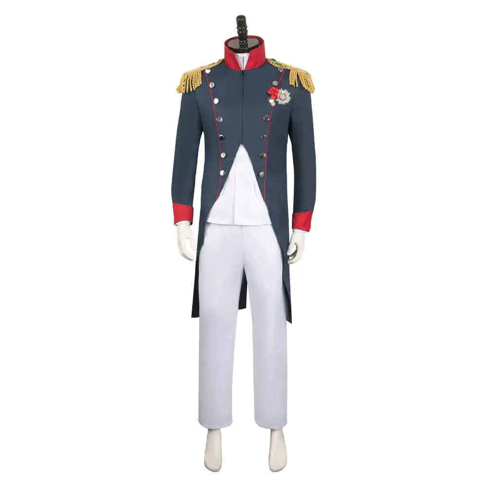 Napoleon Cosplay Costume Adult Men Fantasy Medieval Admiral Bicorn Hat Uniform Shirt Coat Pants Outfits Halloween Carnival Suit