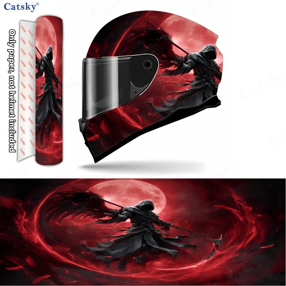 

Blood Moon Scythe Envoy Helmet Vinyl Wraps, Waterproof Scratch-Resistant Full Face Helmet Decals, Durable PVC Decoration Protect