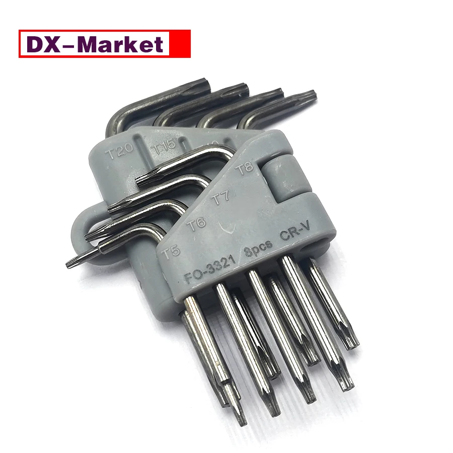 

Torx Star Key Set T5 T6 T7 T8 T9 T10 T15 T20, Mini Star Drive Hex Key Wrench ,H015