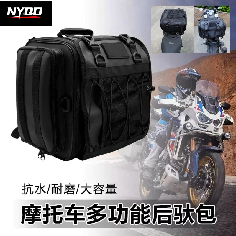 

Motorcycle Tail Bag Waterproof Wear-Resistant Expandable Motorbike Rear Seat Storage Pack for Touring 35L