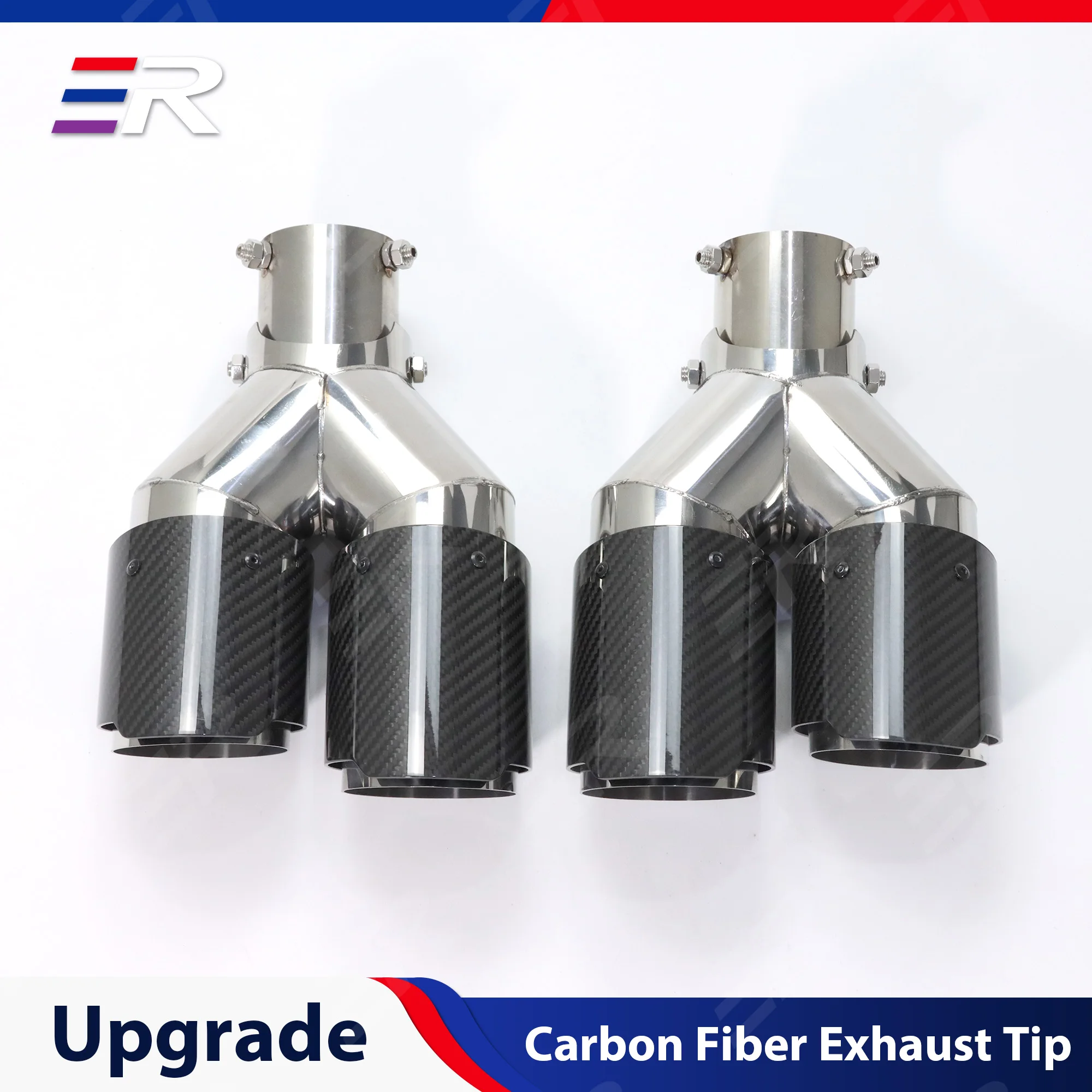 

ER Car Accessories Modification Exhaust Tip Adjustable Angle Carbon Fiber stainless steel Double-out Universal Muffler Nozzle