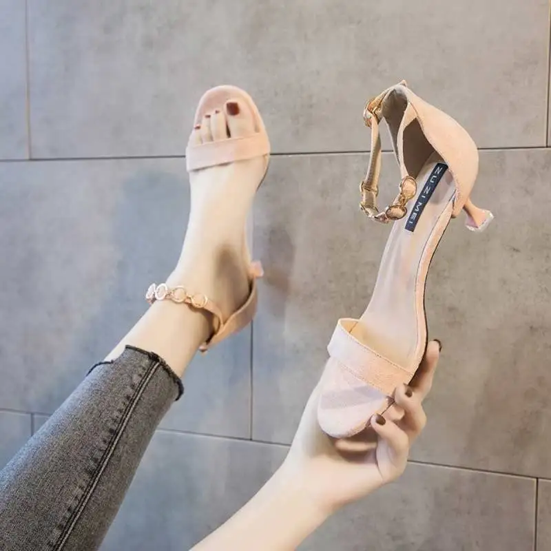 Summer Low-Heel 2023 Fashion All-Match High-Heeled Shoes Stiletto New Sandals Women's Outdoor Casual Low-Heeled Size 35-40