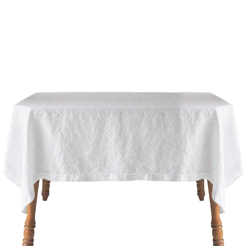 European Fabric Luxury Organic Linen White Tablecloth Wedding