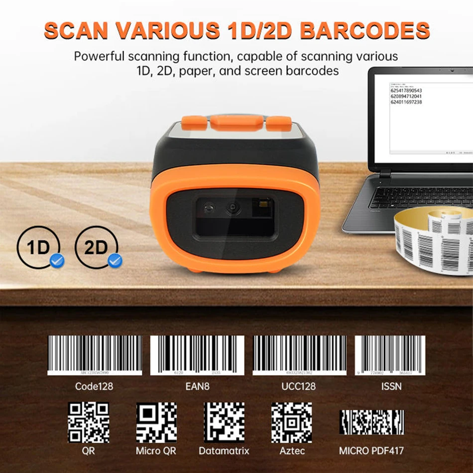 Imagem -04 - Portátil Mini Bolso Barcode Scanner 1d 2d qr Pdf417 Bar Code Reader Usb com Fio 2.4g sem Fio Portátil para Ipad Iphone Android