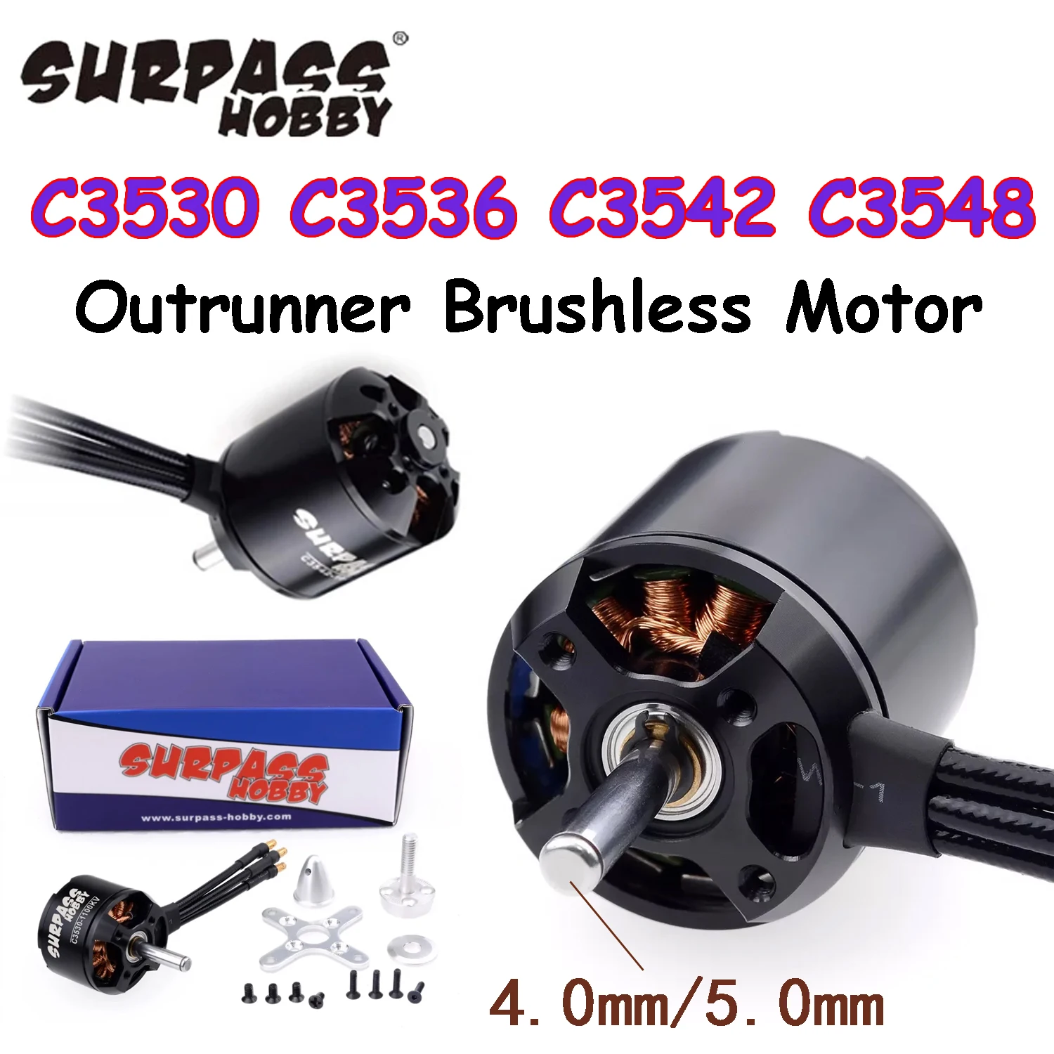 SURPASS HOBBY Outrunner Brushless Motor C3530 C3536 C3542 C3548 14Pole Motor for RC Airplane Fixed Wing Drone DIY Accessories