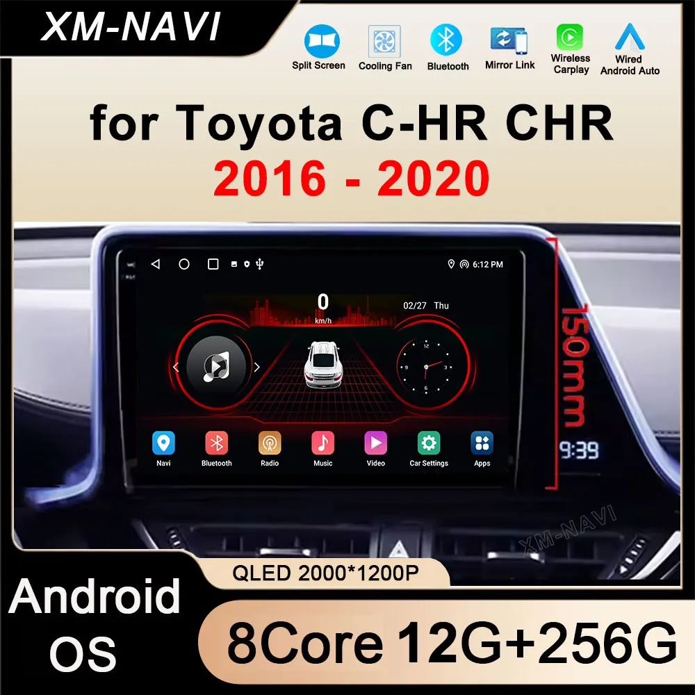 أندرويد 16 السيارات لتويوتا C-HR حقوق الإنسان 2016 - 2020 راديو السيارة مشغل وسائط متعددة اللاسلكية Carplay ستيريو نظام تحديد المواقع أدوات الملاحة BT
