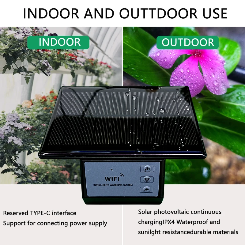 Kit de registro de riego automático Solar WIFI para el hogar, herramienta de riego con Control remoto por aplicación Tuya para Balconi de jardín