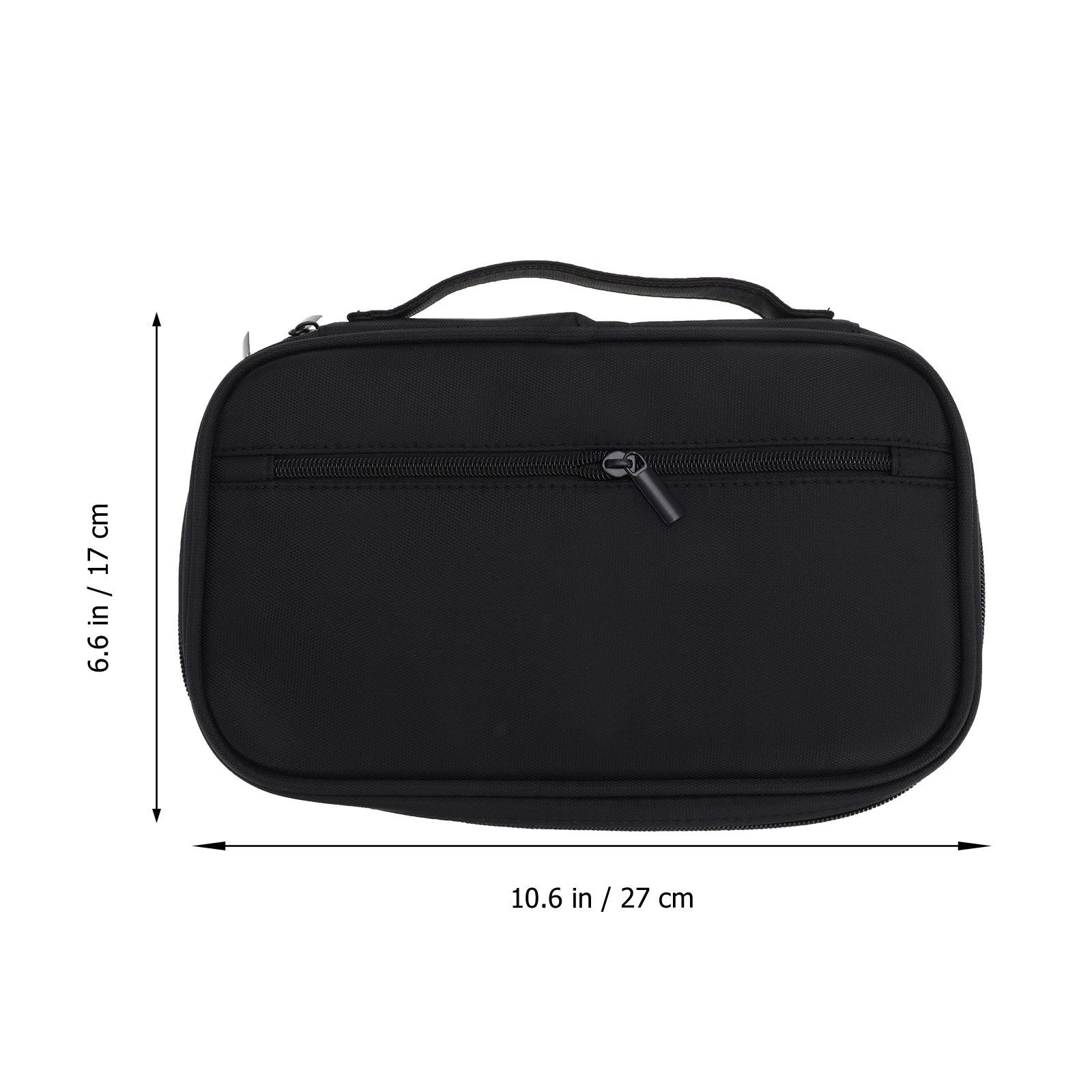 

Portable Makeup Brush Bag Solid Black Waterproof Durable Lightweight Zipper Multi Pocket Travel Pouch Large Space Cosmetics