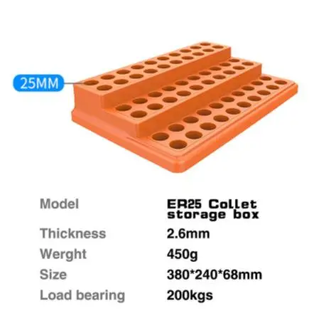 Caixa de Acabamento de Plástico Rígido para Usinagem Cnc ce Armazenamento de Pinça Fresadora Primavera Er11 Er16 Er20 Er25 Er32 1pc