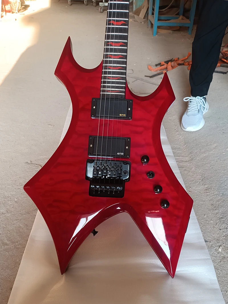 

In stock - B.C.Rich electric guitar, quilted maple top, active pickup, Bat fingerboard inset, tremolo Bridge, free shipping