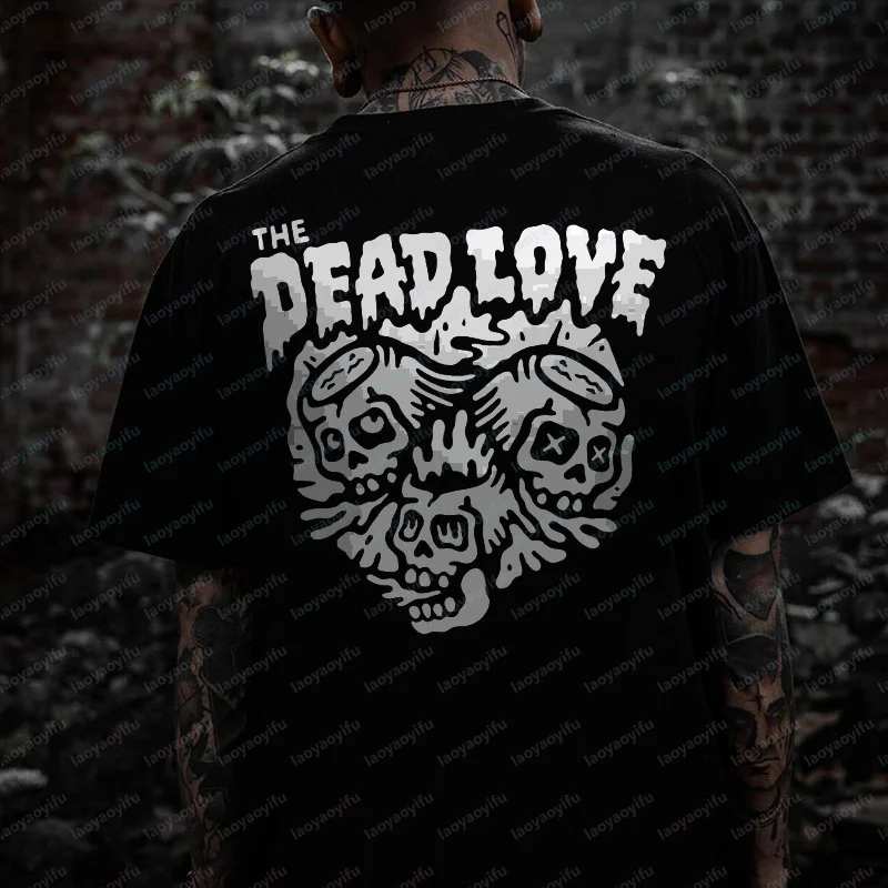 Camisetas creativas con calaveras punk para hombre, camisetas góticas de hip-hop de verano, camisetas de manga corta, ropa de moda de Heavy Metal Rock, Ropa Hombre, Camisetas