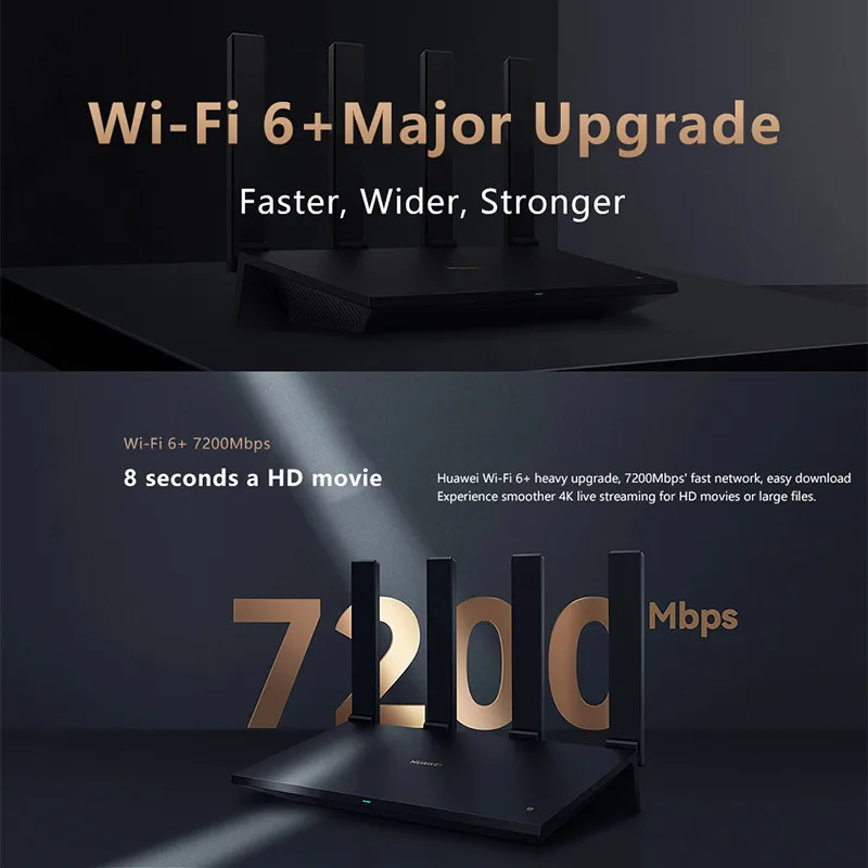 Original Huawei WiFi AX6 New WiFi Router Dual Band Mesh Wi-Fi 6+ 7200Mbps 4k QAM 8 Channel Signal Wireless Router Repeater