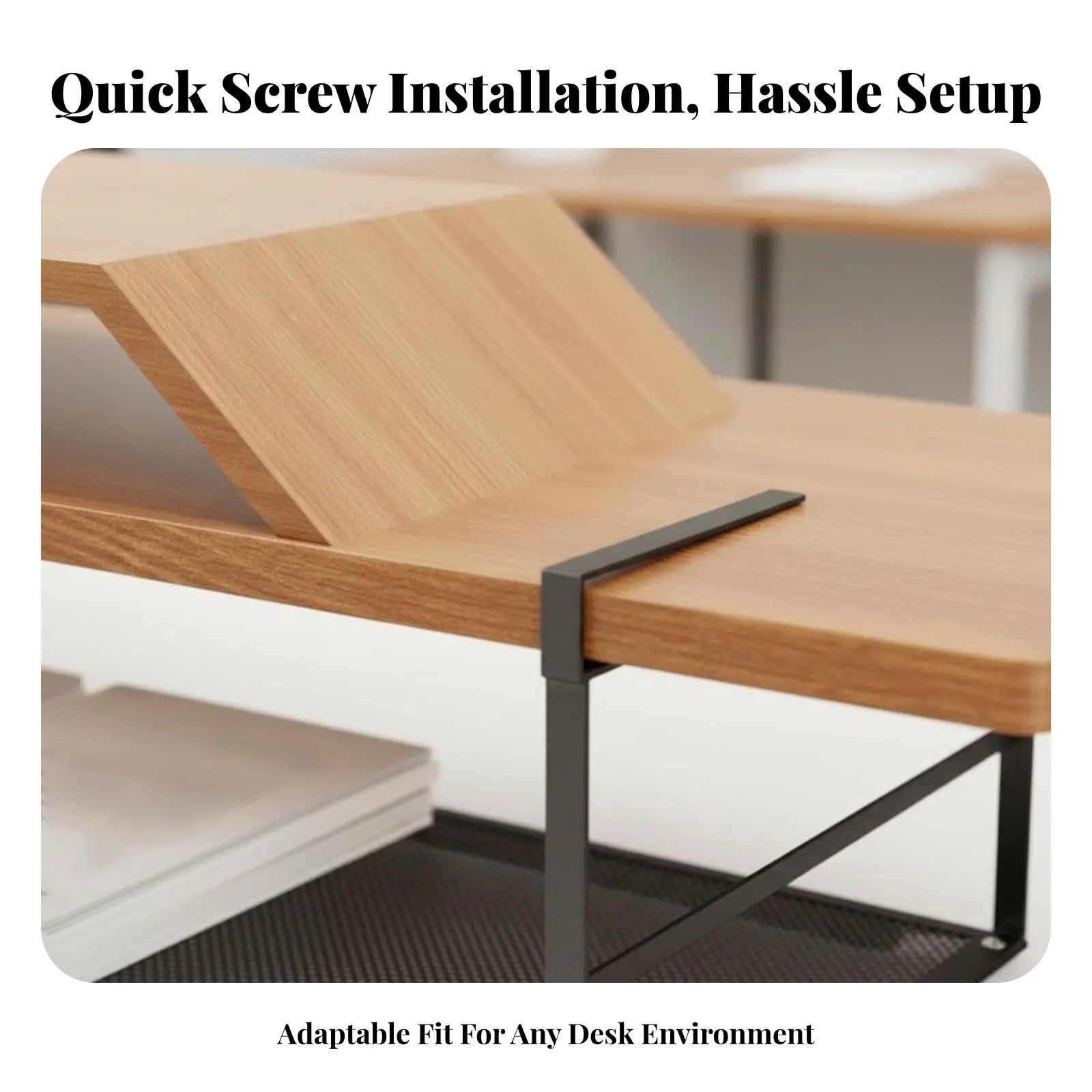 Under Table Storage Organizer Space Saving Under Desk Storage Organizer Hanging Desk Basket Hardware-Tool-Less Mounting view 3
